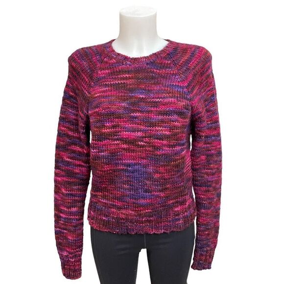 RALPH Ralph Lauren VINTAGE 90s Berry Marled Chunky‎ Knit 100% WOOL sweater sz L - Picture 1 of 7